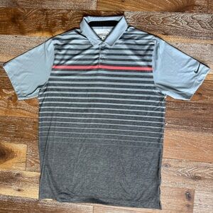 Nike Golf Tour Performance Men’s Dri-Fit Gray Orange Striped Shirt / Men’s M